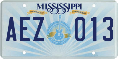 MS license plate AEZ013