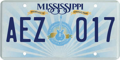 MS license plate AEZ017