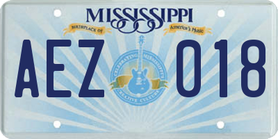 MS license plate AEZ018