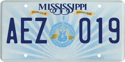 MS license plate AEZ019