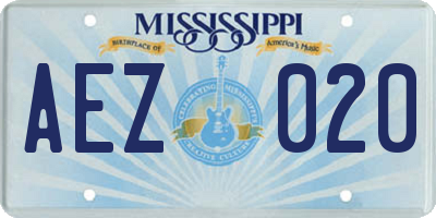 MS license plate AEZ020
