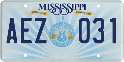 MS license plate AEZ031