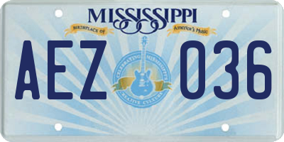 MS license plate AEZ036