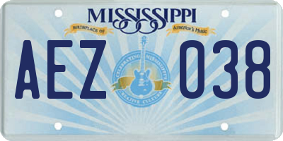 MS license plate AEZ038
