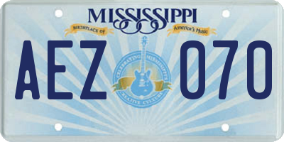 MS license plate AEZ070
