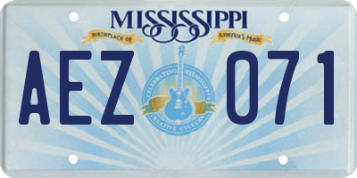 MS license plate AEZ071