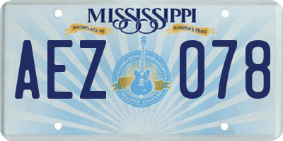 MS license plate AEZ078