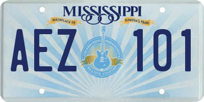 MS license plate AEZ101