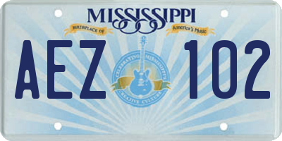 MS license plate AEZ102