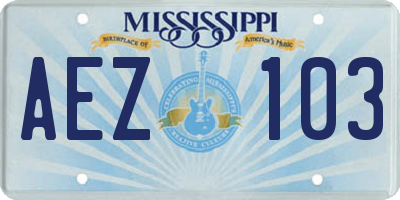 MS license plate AEZ103