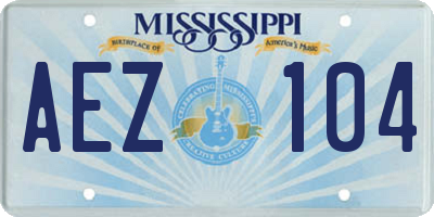 MS license plate AEZ104