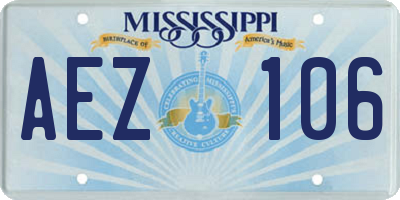 MS license plate AEZ106
