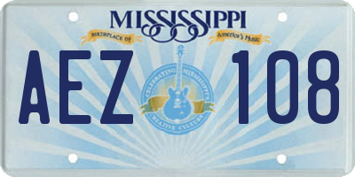 MS license plate AEZ108