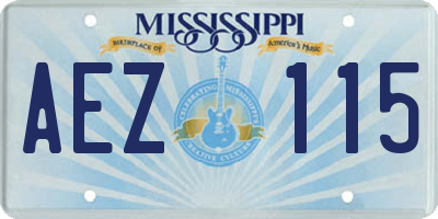 MS license plate AEZ115
