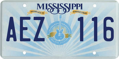 MS license plate AEZ116
