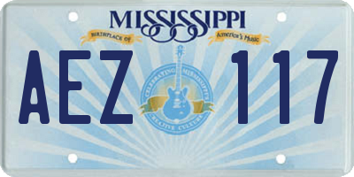 MS license plate AEZ117