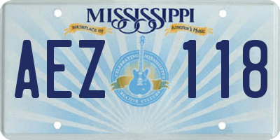 MS license plate AEZ118