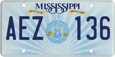 MS license plate AEZ136