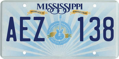 MS license plate AEZ138