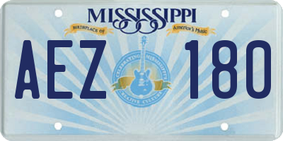 MS license plate AEZ180