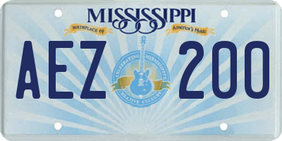MS license plate AEZ200