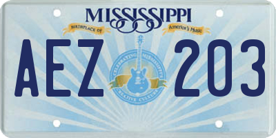MS license plate AEZ203