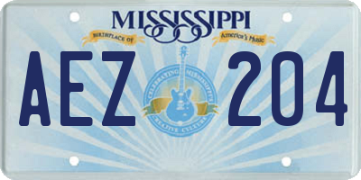 MS license plate AEZ204