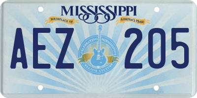 MS license plate AEZ205
