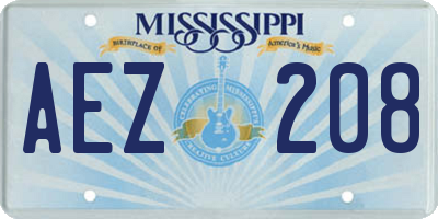 MS license plate AEZ208