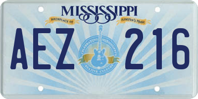 MS license plate AEZ216