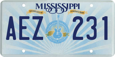 MS license plate AEZ231