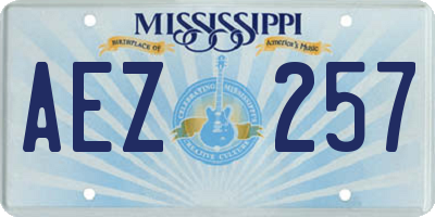 MS license plate AEZ257