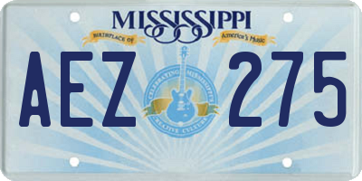 MS license plate AEZ275