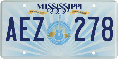 MS license plate AEZ278