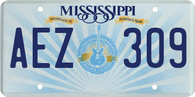 MS license plate AEZ309