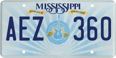 MS license plate AEZ360