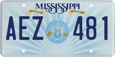 MS license plate AEZ481