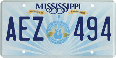MS license plate AEZ494