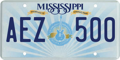 MS license plate AEZ500