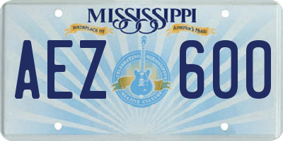 MS license plate AEZ600