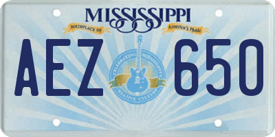 MS license plate AEZ650