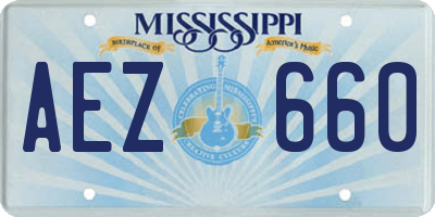 MS license plate AEZ660