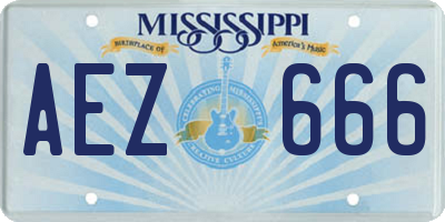 MS license plate AEZ666
