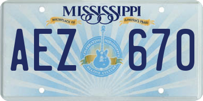 MS license plate AEZ670
