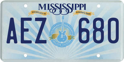 MS license plate AEZ680