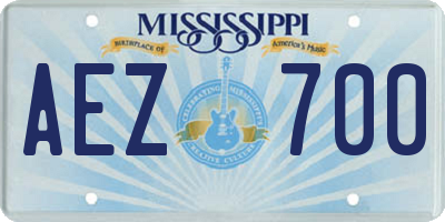 MS license plate AEZ700