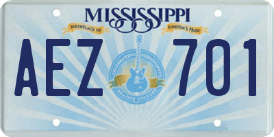 MS license plate AEZ701