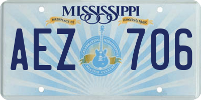 MS license plate AEZ706