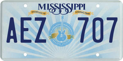 MS license plate AEZ707