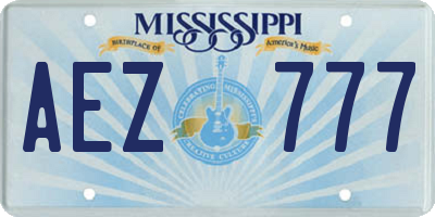 MS license plate AEZ777
